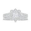 Thumbnail Image 2 of 0.69 CT. T.W. Princess-Cut Diamond Flower Frame Vintage-Style Bridal Set in 10K White Gold