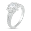 Thumbnail Image 5 of 0.69 CT. T.W. Princess-Cut Diamond Flower Frame Vintage-Style Bridal Set in 10K White Gold