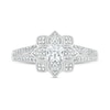 Thumbnail Image 6 of 0.69 CT. T.W. Princess-Cut Diamond Flower Frame Vintage-Style Bridal Set in 10K White Gold