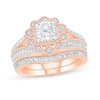 Thumbnail Image 0 of 1.23 CT. T.W. Diamond Flower Frame Vintage-Style Bridal Set in 10K Rose Gold