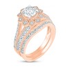 Thumbnail Image 1 of 1.23 CT. T.W. Diamond Flower Frame Vintage-Style Bridal Set in 10K Rose Gold