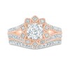 Thumbnail Image 2 of 1.23 CT. T.W. Diamond Flower Frame Vintage-Style Bridal Set in 10K Rose Gold