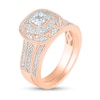 Thumbnail Image 2 of 0.69 CT. T.W. Princess-Cut Diamond Double Cushion Frame Vintage-Style Bridal Set in 10K Rose Gold