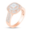Thumbnail Image 6 of 0.69 CT. T.W. Princess-Cut Diamond Double Cushion Frame Vintage-Style Bridal Set in 10K Rose Gold