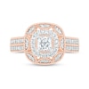 Thumbnail Image 8 of 0.69 CT. T.W. Princess-Cut Diamond Double Cushion Frame Vintage-Style Bridal Set in 10K Rose Gold