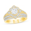 Thumbnail Image 0 of 0.95 CT. T.W. Diamond Tilted Frame Vintage-Style Bridal Set in 10K Gold
