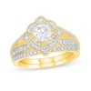 Thumbnail Image 0 of 0.95 CT. T.W. Diamond Tilted Frame Vintage-Style Bridal Set in 10K Gold