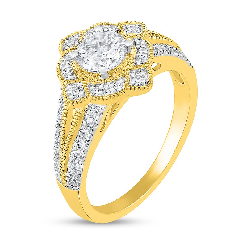 0.95 CT. T.W. Diamond Tilted Frame Vintage-Style Bridal Set in 10K Gold