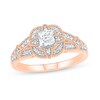 Thumbnail Image 0 of 0.45 CT. T.W. Princess-Cut Diamond Cushion Frame Vintage-Style Engagement Ring in 10K Rose Gold