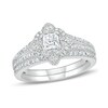 Thumbnail Image 0 of 0.69 CT. T.W. Princess-Cut Diamond Tilted Frame Vintage-Style Bridal Set in 10K White Gold