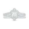 Thumbnail Image 1 of 0.69 CT. T.W. Princess-Cut Diamond Tilted Frame Vintage-Style Bridal Set in 10K White Gold