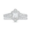 Thumbnail Image 1 of 0.69 CT. T.W. Princess-Cut Diamond Tilted Frame Vintage-Style Bridal Set in 10K White Gold
