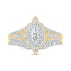 Thumbnail Image 2 of 0.69 CT. T.W. Marquise Diamond Scallop Edge Frame Vintage-Style Bridal Set in 10K Gold
