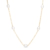 7.0-8.0mm Oval Freshwater Cultured Pearl Station Paper Clip Link Necklace in 14K Gold