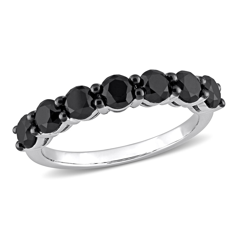 1.75 CT. T.W. Black Enhanced Diamond Seven Stone Anniversary Band in 10K White Gold