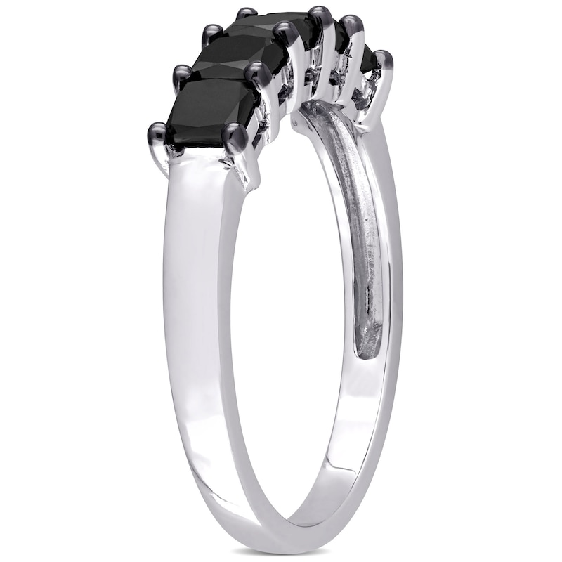 1.25 CT. T.W. Black Enhanced Princess-Cut Diamond Five Stone Anniversary Band in 10K White Gold