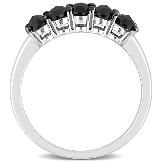 1.25 CT. T.W. Black Enhanced Oval Diamond Five Stone Anniversary Band in 10K White Gold