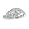 Thumbnail Image 1 of 0.69 CT. T.W. Oval Diamond Frame Past Present Future® Bypass Ring in 10K White Gold