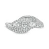 Thumbnail Image 4 of 0.69 CT. T.W. Oval Diamond Frame Past Present Future® Bypass Ring in 10K White Gold