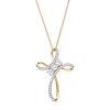 0.37 CT. T.W. Diamond Past Present Future® Loop Cross Pendant in 10K Gold