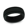Thumbnail Image 0 of Men's 8.0mm Double Groove Comfort-Fit Wedding Band in Black Silicone