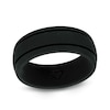 Thumbnail Image 1 of Men's 8.0mm Double Groove Comfort-Fit Wedding Band in Black Silicone