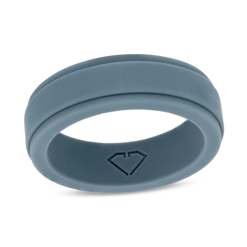 Men's 7.0mm Stepped Edge Comfort-Fit Wedding Band in Grey Silicone|Peoples Jewellers