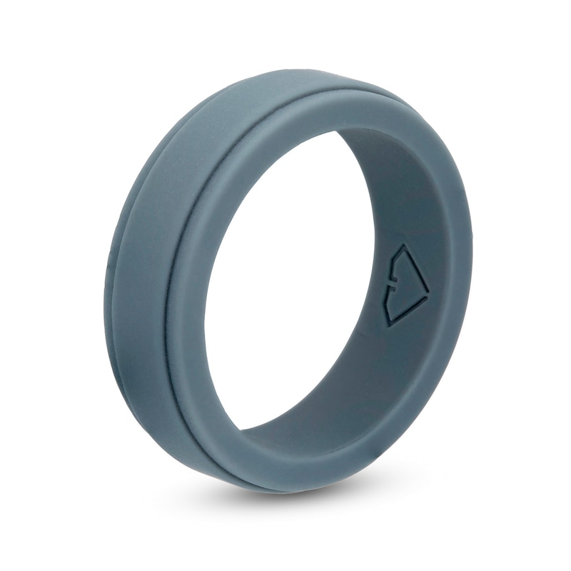 Men's 7.0mm Stepped Edge Comfort-Fit Wedding Band in Grey Silicone
