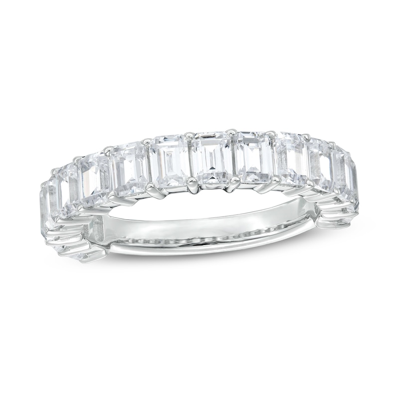 Main Image 1 of 3.00 CT. T.W. Certified Emerald-Cut Lab-Created Diamond Anniversary Band in 14K White Gold (F/SI2)