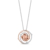 Thumbnail Image 0 of Enchanted Disney Aurora 4.5mm Morganite and 0.145 CT. T.W. Diamond Flower Pendant in Sterling Silver and 10K Rose Gold
