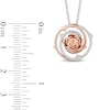Enchanted Disney Aurora 4.5mm Morganite and 0.145 CT. T.W. Diamond Flower Pendant in Sterling Silver and 10K Rose Gold