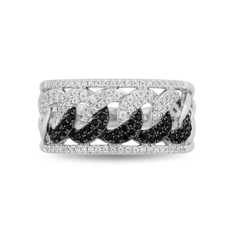 Enchanted Disney Villains Cruella De Vil 0.58 CT. T.W. Black and White Diamond Band in 14K White Gold