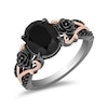 Thumbnail Image 1 of Enchanted Disney Villains Maleficent Oval Onyx and 0.145 CT. T.W. Diamond Ring in Sterling Silver and 10K Rose Gold