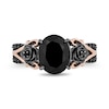 Thumbnail Image 4 of Enchanted Disney Villains Maleficent Oval Onyx and 0.145 CT. T.W. Diamond Ring in Sterling Silver and 10K Rose Gold