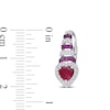 Thumbnail Image 3 of 5.0mm Heart-Shaped Lab-Created Ruby and White Sapphire Ripple Drop Earrings in Sterling Silver