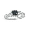 Thumbnail Image 0 of 0.69 CT. T.W. Black Enhanced and White Diamond Bypass Rolling Wave Ring in 10K White Gold