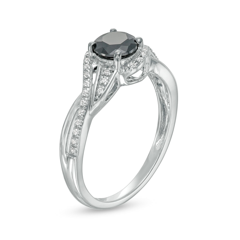 0.69 CT. T.W. Black Enhanced and White Diamond Bypass Rolling Wave Ring in 10K White Gold