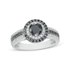 Thumbnail Image 0 of 0.95 CT. T.W. Black Enhanced and White Diamond Frame Multi-Row Engagement Ring in 10K White Gold