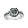 Thumbnail Image 1 of 0.95 CT. T.W. Black Enhanced and White Diamond Frame Multi-Row Engagement Ring in 10K White Gold