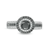 Thumbnail Image 3 of 0.95 CT. T.W. Black Enhanced and White Diamond Frame Multi-Row Engagement Ring in 10K White Gold