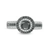 Thumbnail Image 4 of 0.95 CT. T.W. Black Enhanced and White Diamond Frame Multi-Row Engagement Ring in 10K White Gold