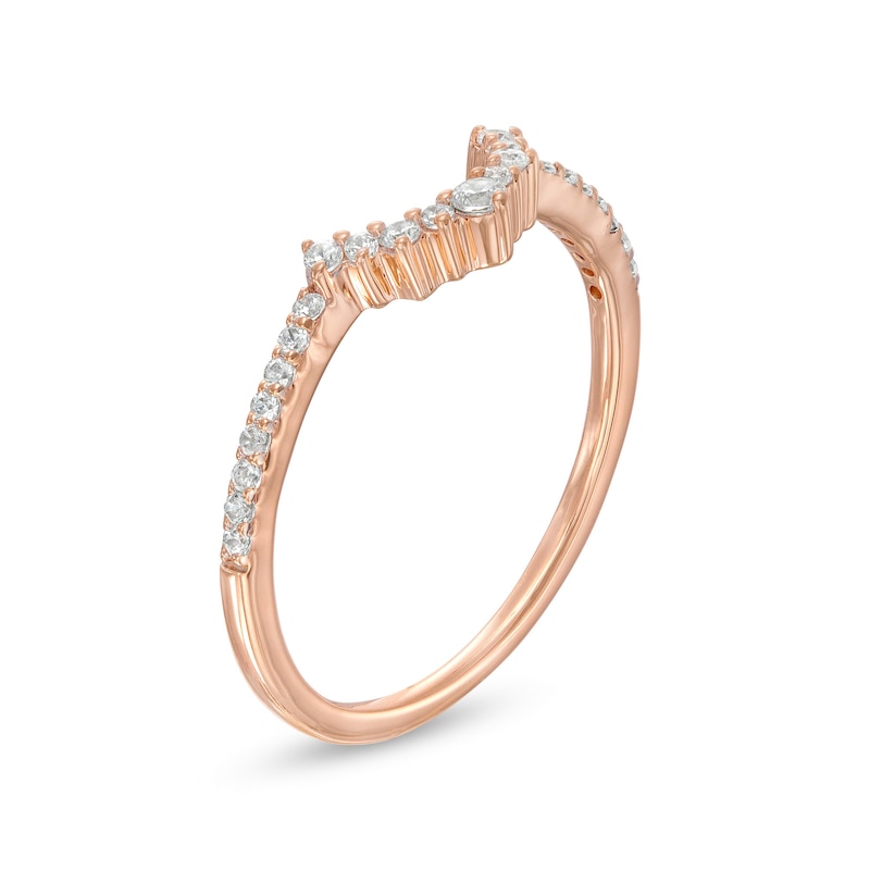 Main Image 3 of 0.145 CT. T.W. Diamond Contour Anniversary Band in 10K Rose Gold