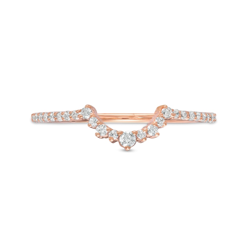 Main Image 4 of 0.145 CT. T.W. Diamond Contour Anniversary Band in 10K Rose Gold