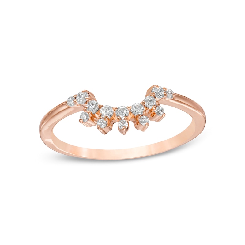 Main Image 1 of 0.145 CT. T.W. Diamond Sunburst Contour Anniversary Band in 10K Rose Gold