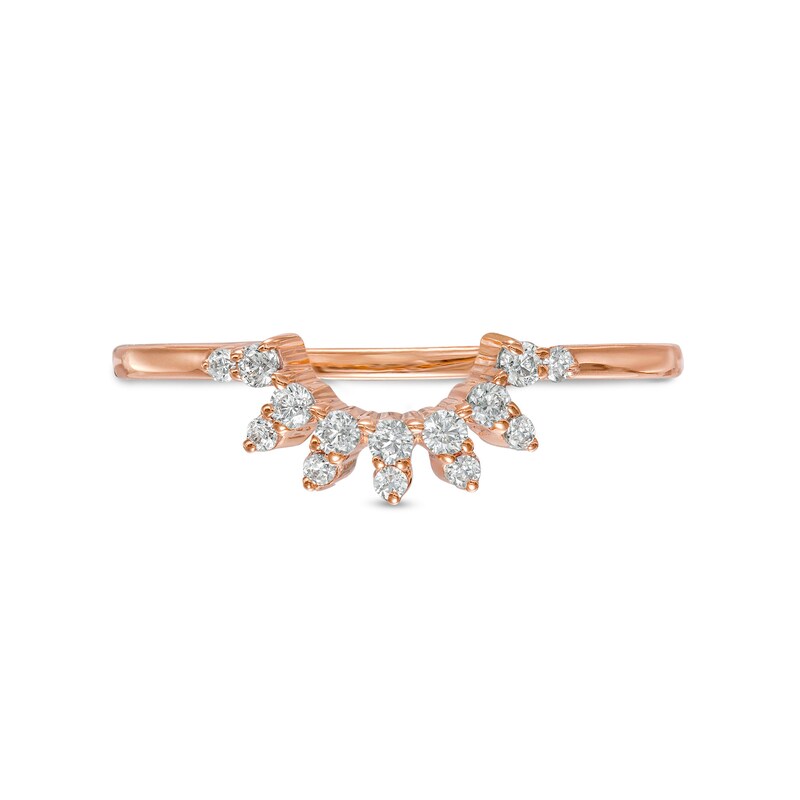 Main Image 4 of 0.145 CT. T.W. Diamond Sunburst Contour Anniversary Band in 10K Rose Gold
