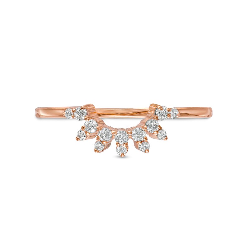 0.145 CT. T.W. Diamond Sunburst Contour Anniversary Band in 10K Rose Gold