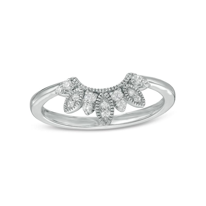 Main Image 1 of 0.085 CT. T.W. Diamond Marquise-Shaped Frame Tiara Contour Anniversary Band in Sterling Silver