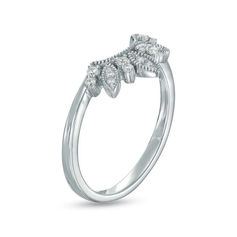 0.085 CT. T.W. Diamond Marquise-Shaped Frame Tiara Contour Anniversary Band in Sterling Silver
