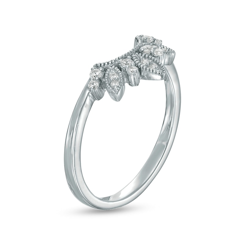 Main Image 3 of 0.085 CT. T.W. Diamond Marquise-Shaped Frame Tiara Contour Anniversary Band in Sterling Silver