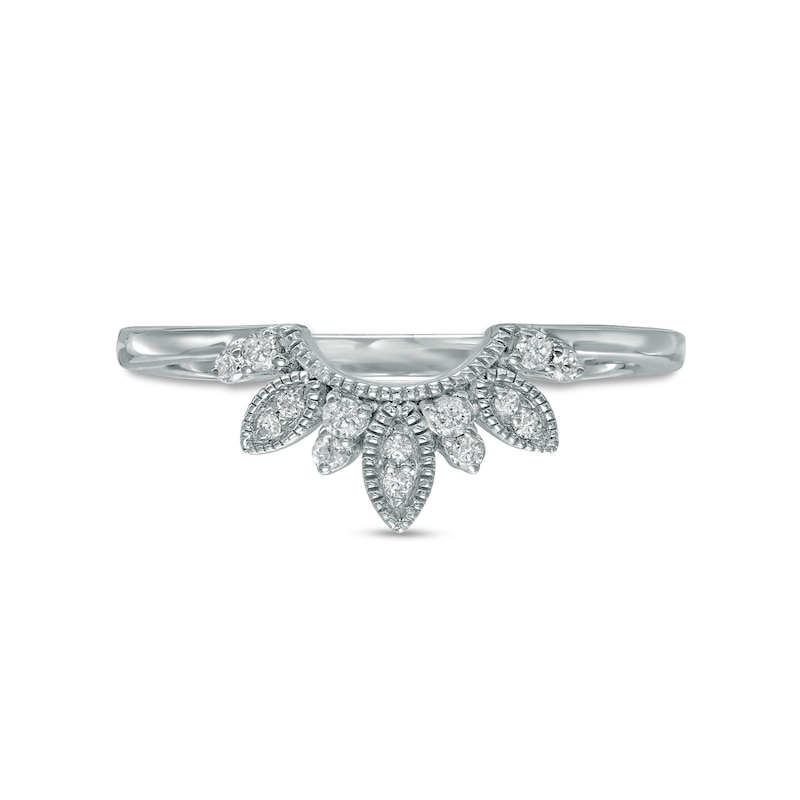 Main Image 4 of 0.085 CT. T.W. Diamond Marquise-Shaped Frame Tiara Contour Anniversary Band in Sterling Silver